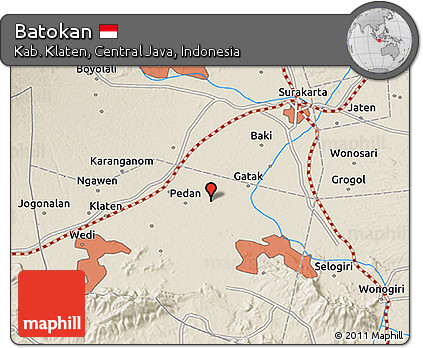 Shaded Relief 3D Map of Batokan