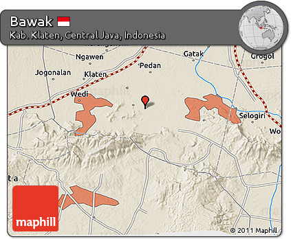Shaded Relief 3D Map of Bawak