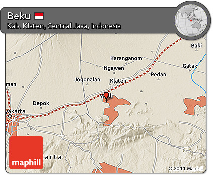 Shaded Relief 3D Map of Beku