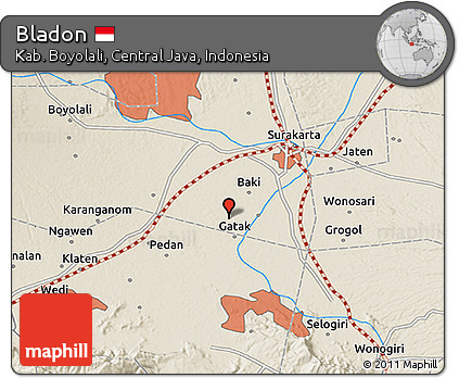 Shaded Relief 3D Map of Bladon