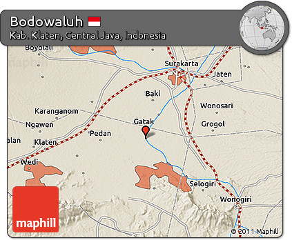 Shaded Relief 3D Map of Bodowaluh