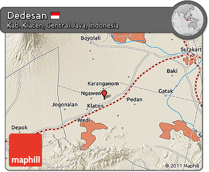 Shaded Relief 3D Map of Dedesan