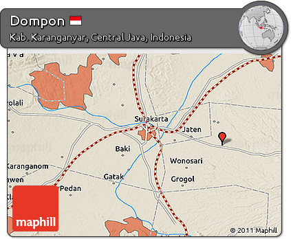 Shaded Relief 3D Map of Dompon