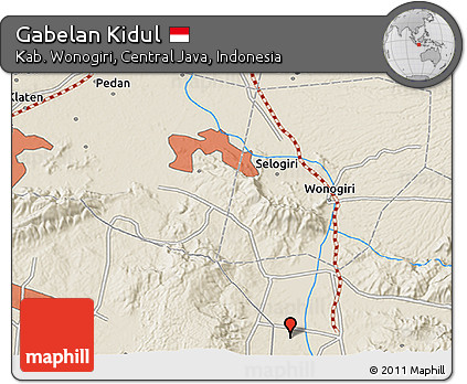 Shaded Relief 3D Map of Gabelan Kidul