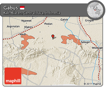 Shaded Relief 3D Map of Gabus
