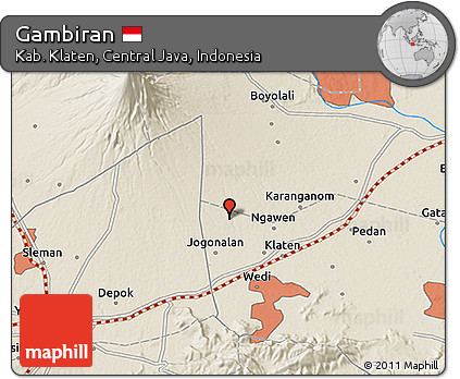 Shaded Relief 3D Map of Gambiran