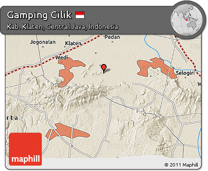Shaded Relief 3D Map of Gamping Cilik