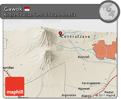 Shaded Relief 3D Map of Gawok