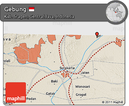 Shaded Relief 3D Map of Gebung