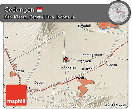 Shaded Relief 3D Map of Gedongan