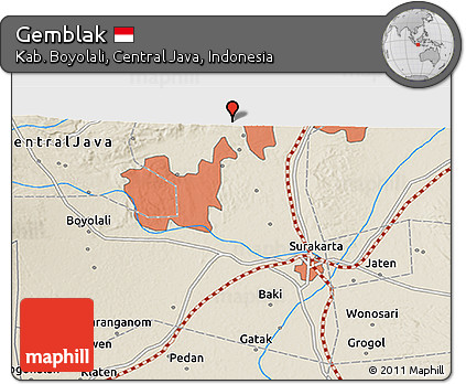 Shaded Relief 3D Map of Gemblak
