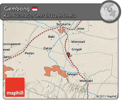 Shaded Relief 3D Map of Gembong