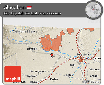 Shaded Relief 3D Map of Glagahan
