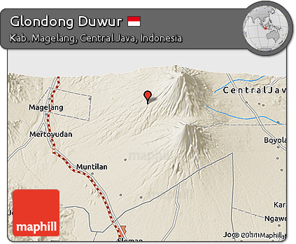 Shaded Relief 3D Map of Glondong Duwur