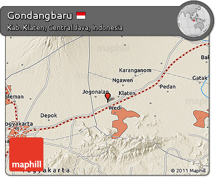 Shaded Relief 3D Map of Gondangbaru