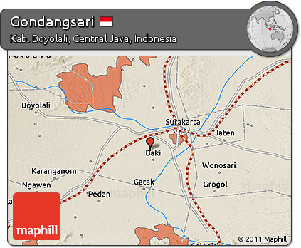 Shaded Relief 3D Map of Gondangsari