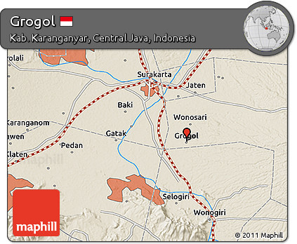 Shaded Relief 3D Map of Grogol