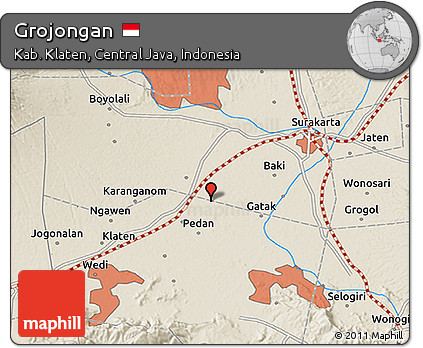 Shaded Relief 3D Map of Grojongan