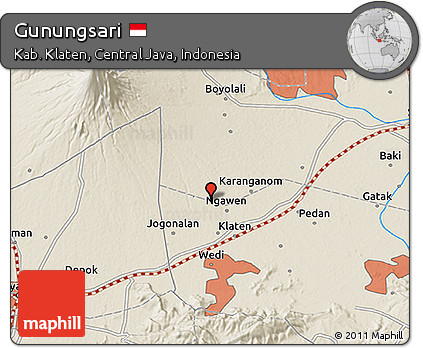 Shaded Relief 3D Map of Gunungsari