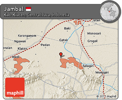 Shaded Relief 3D Map of Jambal