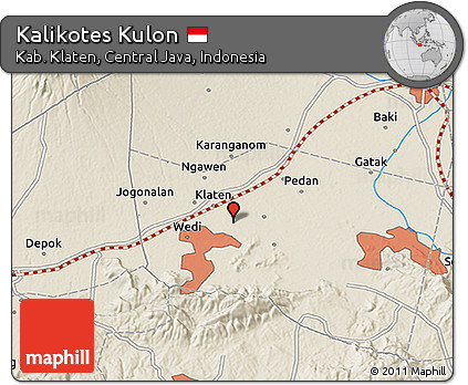 Shaded Relief 3D Map of Kalikotes Kulon