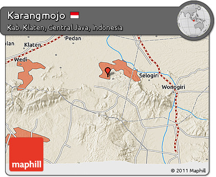 Shaded Relief 3D Map of Karangmojo