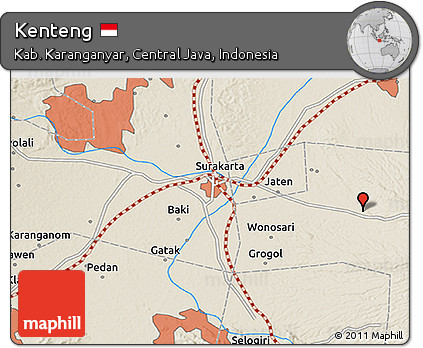Shaded Relief 3D Map of Kenteng