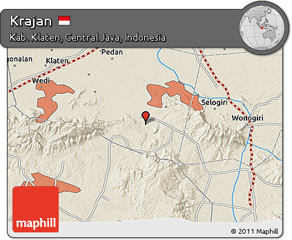 Shaded Relief 3D Map of Krajan