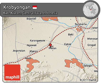 Shaded Relief 3D Map of Krobyongan