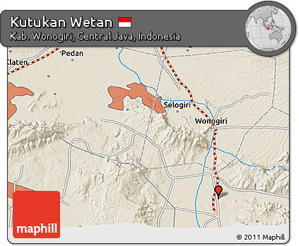 Shaded Relief 3D Map of Kutukan Wetan