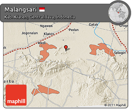 Shaded Relief 3D Map of Malangsari