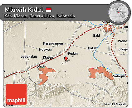 Shaded Relief 3D Map of Mluwih Kidul