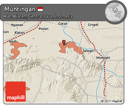 Shaded Relief 3D Map of Muntingan