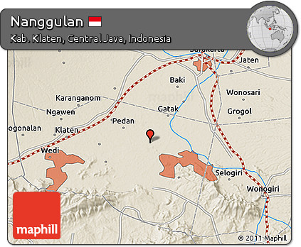 Shaded Relief 3D Map of Nanggulan