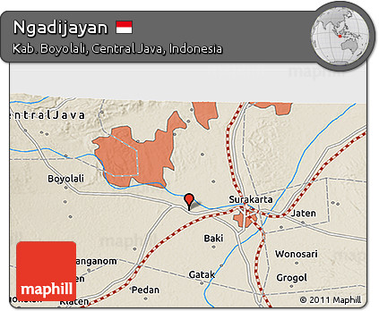 Shaded Relief 3D Map of Ngadijayan