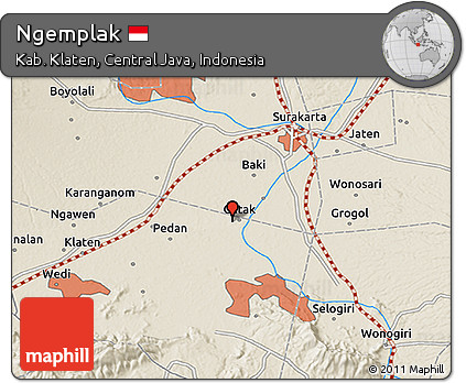 Shaded Relief 3D Map of Ngemplak