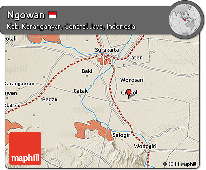 Shaded Relief 3D Map of Ngowan