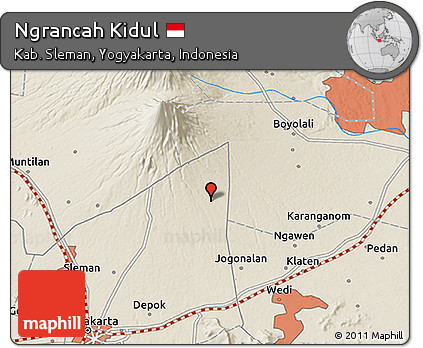Shaded Relief 3D Map of Ngrancah Kidul