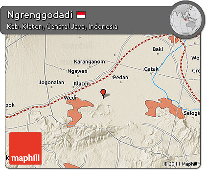Shaded Relief 3D Map of Ngrenggodadi