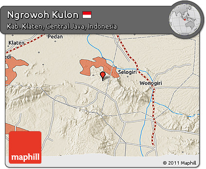 Shaded Relief 3D Map of Ngrowoh Kulon