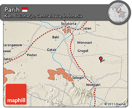 Shaded Relief 3D Map of Parih