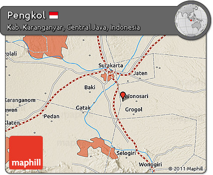 Shaded Relief 3D Map of Pengkol