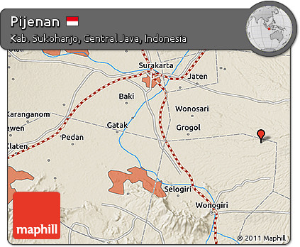 Shaded Relief 3D Map of Pijenan
