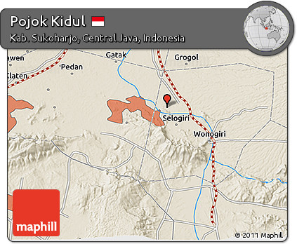 Shaded Relief 3D Map of Pojok Kidul