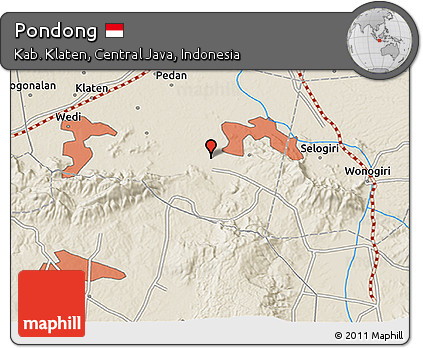 Shaded Relief 3D Map of Pondong