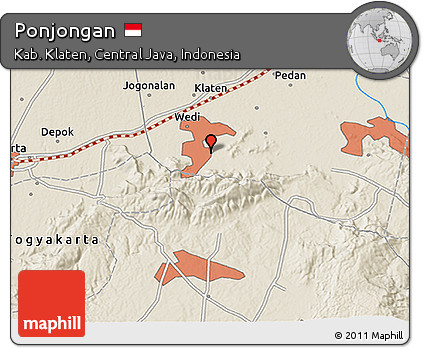 Shaded Relief 3D Map of Ponjongan