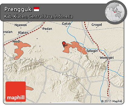 Shaded Relief 3D Map of Prengguk