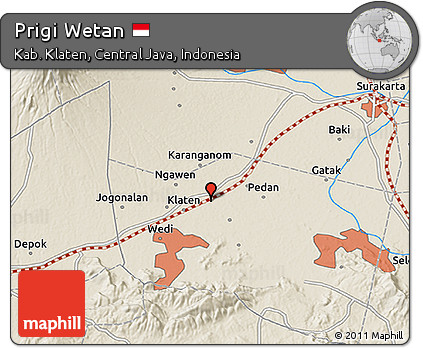 Shaded Relief 3D Map of Prigi Wetan