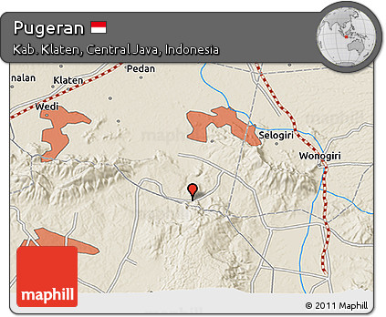 Shaded Relief 3D Map of Pugeran