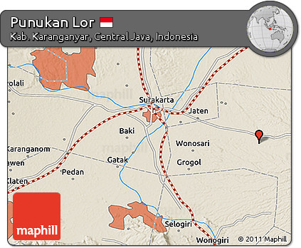 Shaded Relief 3D Map of Punukan Lor